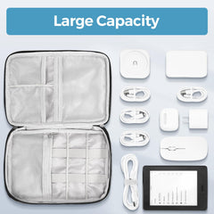 ProCase Electronics Organizer Travel Case, Tech Bag Accessories Pouch for Cords, Charger, Cables, Power Bank, Adapters,Wire -Black