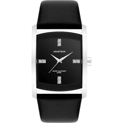 Armitron Men's Genuine Crystal Leather Strap Watch