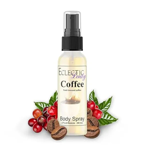 Eclectic Lady Coffee Body Spray, Double Strength, 2 ounces, Body Mist for Women with Clean, Light & Gentle Fragrance, Cologne with Soft, Subtle Aroma For Daily Use