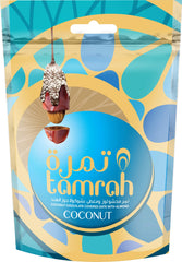 Tamrah Coconut Chocolate, Dates Filled With golden Roasted Almonds And Covered in Pure Chocolate and Coconut Zipper Bag 250 g