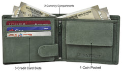 URBAN FOREST Zeus Vintage Green Leather Wallet for Men