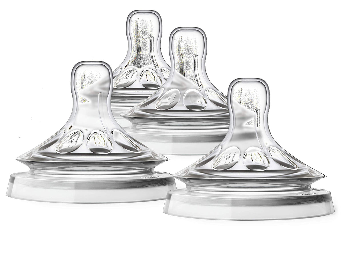 Philips Avent Natural Baby Bottle Fast Flow, 6M+, Flow 4, SCF654/43, (Pack of 4)