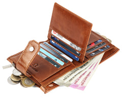 WildHorn Top Grain Leather Wallet for Men | Loop Closure | Ultra Strong Stitching I Zip Compartments with11Card Slots | 1 ID Window (Tan Crunch)