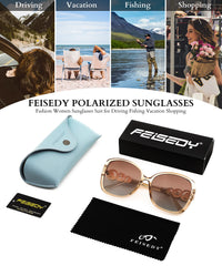 FEISEDY Women's Fashion Sunglasses, Oversized Square Frame with Pearl Sparkling, Polarized UV Protection B2821