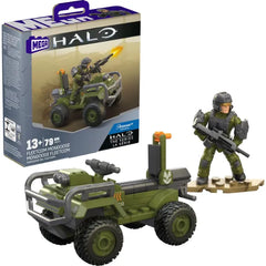 MEGA Halo The Series ATV Building Toys Set, FLEETCOM Mongoose Vehicle with 79 Pieces, 1 Poseable Articulation Figure, Green, Kids or Adults