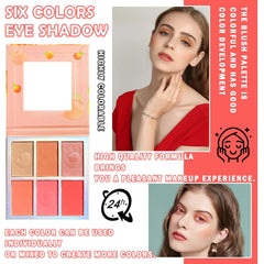 KASTWAVE 6 Colors Blush Palette, Blush for Cheek, Matte Mineral Blush Powder Bright Shimmer Face Blush, Professional Facial Beauty Cosmetic Makeup Blush