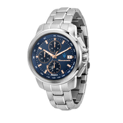 Maserati SUCCESSO 44 mm Solar Power Chronograph Men's Watch, Silver, Chronograph
