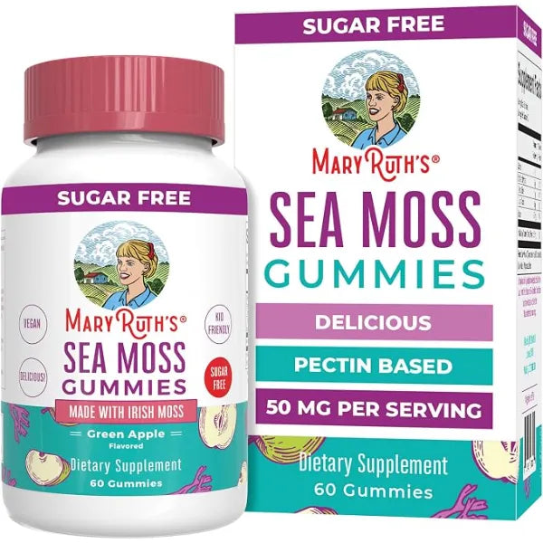 MARYRUTH'S Sea Moss Gummies, Sugar Free Made with Irish Sea Moss, 60 Count | Made with Irish Sea Moss, Gut Health and Immune Support, Vegan, Non-GMO, Gluten Free, 60 Count
