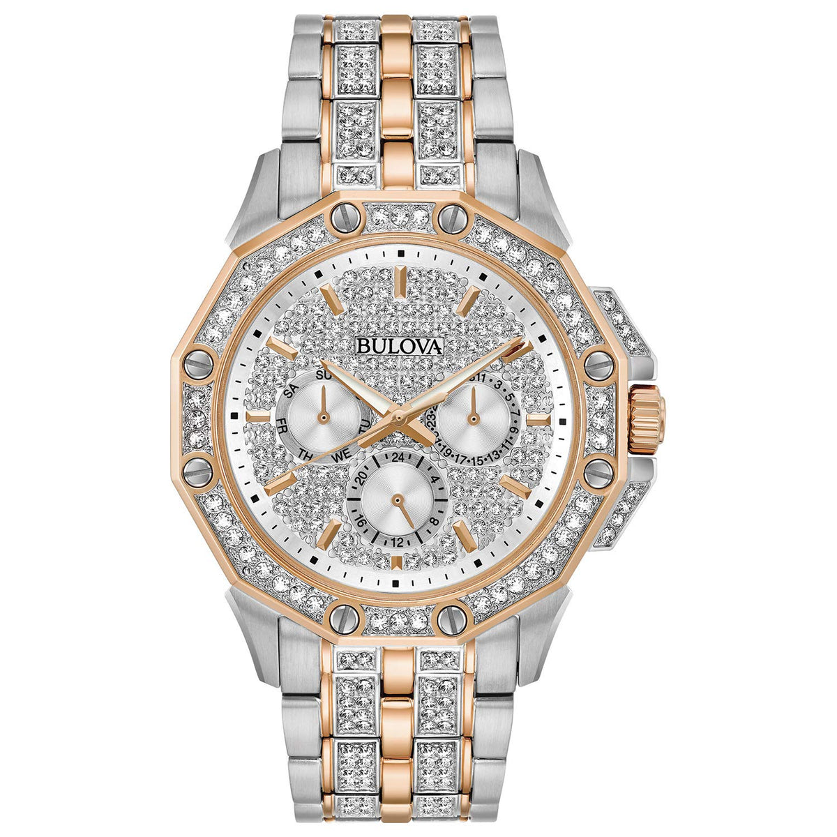 Bulova Mens Quartz Watch, Analog Display and Stainless Steel Strap - 98C133 - Multicolor