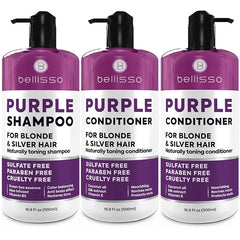 BELLISSO Purple Shampoo and Conditioner Set and Purple Conditioner