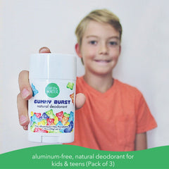 Fresh Monster Natural Deodorant for Kids and Teens I Aluminum Free, Paraben Free and Hypoallergenic Gummy Burst Scent 1.76 oz I 3 Pack, 5.28 Ounce (Pack of 3)