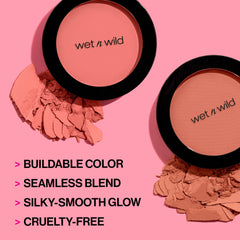 wet n wild Color Icon Blush, Effortless Matte Natural Sheer Glow & Seamless Blend, Luxuriously Infused Smooth Jojoba Oil, Cruelty-Free & Vegan - Pinch Me Pink(Packaged)
