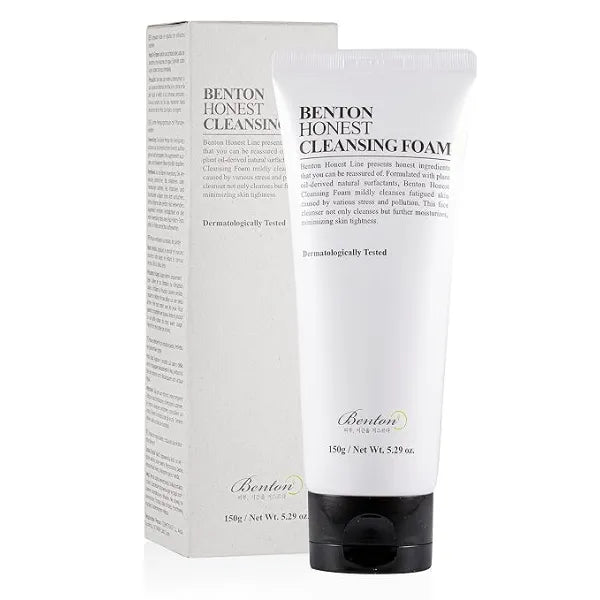 Benton Honest Cleansing Foam, 150g, Moisturizing, Soothing, Sensitive Skin, Dehydrated skin, Dermatologically Tested, Camelia Japonica Seed Oil, Palm oil derived surfactant