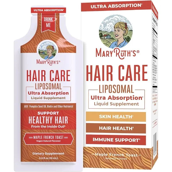 MARYRUTH'S Hair Care Liposomal, Ultra Absorption, Gluten Free, 14 Servings | Liquid Hair Vitamins, Vitamin D3, Vitamin E, Biotin, Hyaluronic Acid, Selenium, Hair & Skin Care, Vegan, Non-GMO, Gluten Free