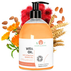 Vita Oil Anti Stretch Marks: Stretch Marks, Firming Body Oil, Fights Skin Sagging by 87%, Improves Skin Complexion (Almonds, Vitamins A & E) - 500 ml