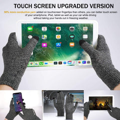 HZYH 2 Pairs of Winter Knit Gloves, Warm Full Fingers Men Women with Upgraded Touch Screen, Anti-Slip Glove Fleece Lined for Winter Outdoor sports, 21x11CM