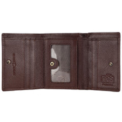 HAMMONDS FLYCATCHER Genuine Leather Wallet for Men, RFID Protected Leather Purse for Men, Money Purse for Men, Tri-Fold Wallet, 5 Card Slots, 2 ID Slot, Hidden Pocket, Metal Snap Button, Redwood Brown