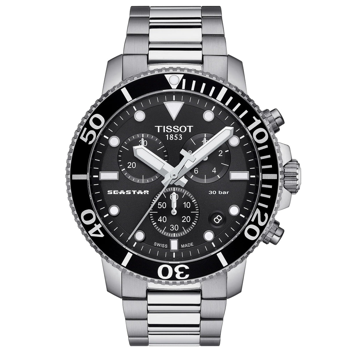 Tissot Mens Seastar 660/1000 Stainless Steel Casual Watch Grey , Silver