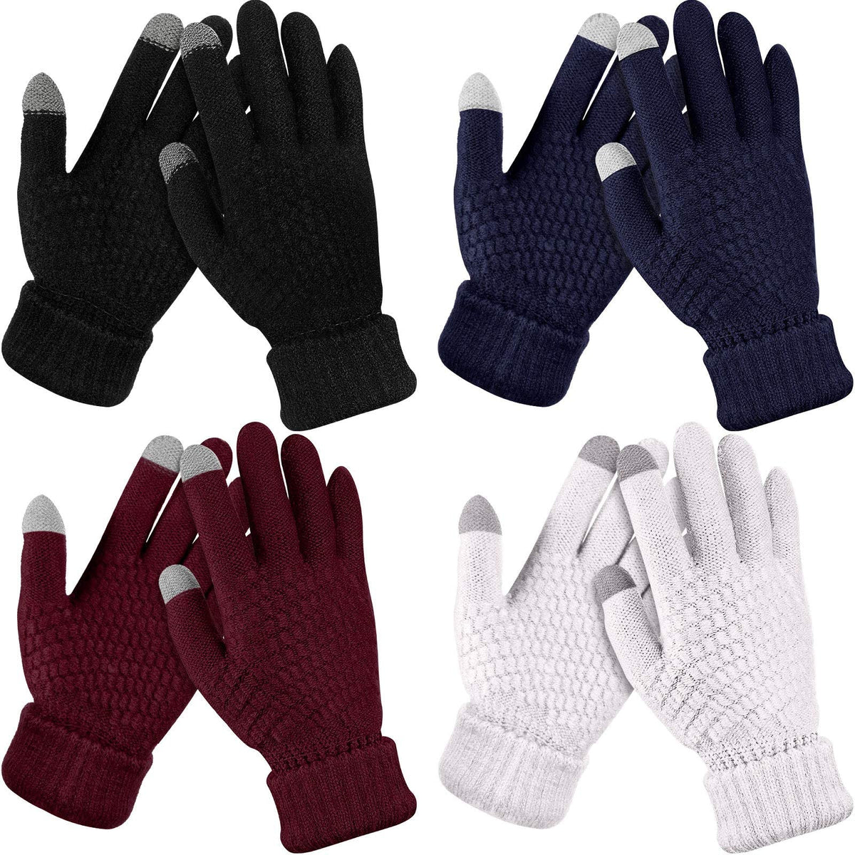ELECDON Winter Touchscreen Gloves, Women's Winter Touchscreen Gloves with Fleece Lining, Warm Knit Gloves with Elastic Cuffs for Cold Weather