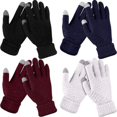 ELECDON Winter Touchscreen Gloves, Women's Winter Touchscreen Gloves with Fleece Lining, Warm Knit Gloves with Elastic Cuffs for Cold Weather