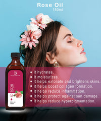 BEAUTY AMBITION Rose Oil, Anti-Ageing & Anti-Wrinkle Serum, Rose Oil for Face, Skin Care, 150ml