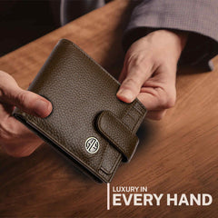 HAMMONDS FLYCATCHER Genuine Leather Wallet for Men - RFID Protected Leather Purse for Men, Money Purse for Men - 5 Card Slots, Coin Pocket, Hidden Pockets, Metal Snap Button - Brushwood