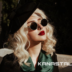 KANASTAL Hippie Round Polarized Sunglasses for Women Men, Small Circle Sun Glasses Classic Vintage Retro Shades Metal Frame UV400 Protection