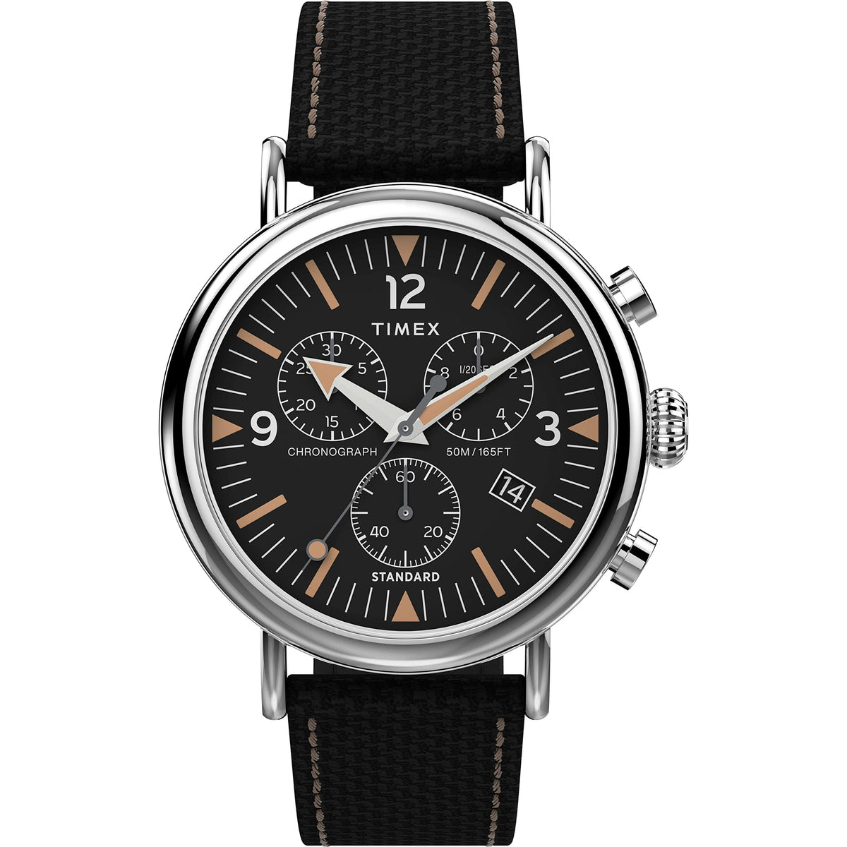 Timex Men Chronograph Watch with a Fabric Strap Standard Chrono - Black