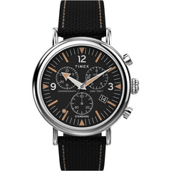 Timex Men Chronograph Watch with a Fabric Strap Standard Chrono - Black