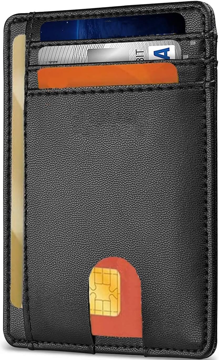 T Tersely Credit Card Holder for Men,Card Wallet, Slim Minimalist Wallet,RFID Card Holder Blocking Front Pocket Secure Thin Credit Card Wallet, Holds up to 7 Cards, Ideal for Travel (Plain Black)