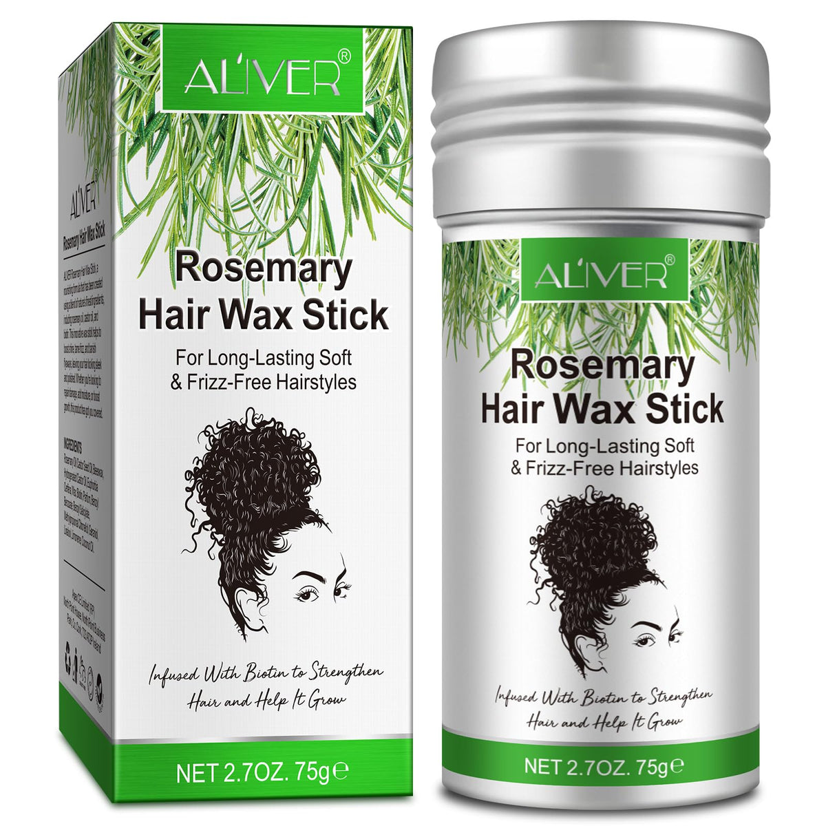 ALIVER Rosemary Hair Wax Stick, Non-Greasy Styling Cream for Frizzy Hair Edges, Suitable for All Hair Styles