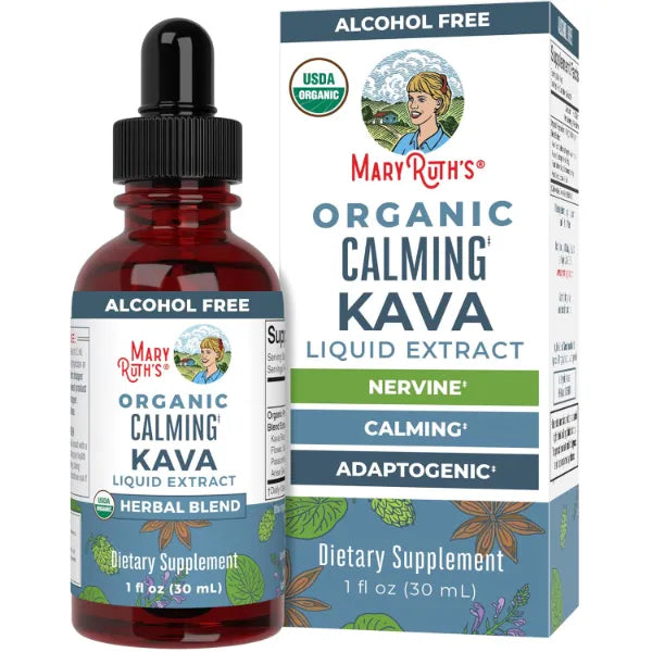 MARYRUTH'S Calming Kava Liquid Drops | Organic Kava Kava Root + 7 Herbs | Supplement for Sleep, Calm, & Stress Relief | Vegan | USDA Organic | CLP Certified | Non-GMO | Gluten Free | Sugar Free | 1 oz | Non-GMO, Sugar Free