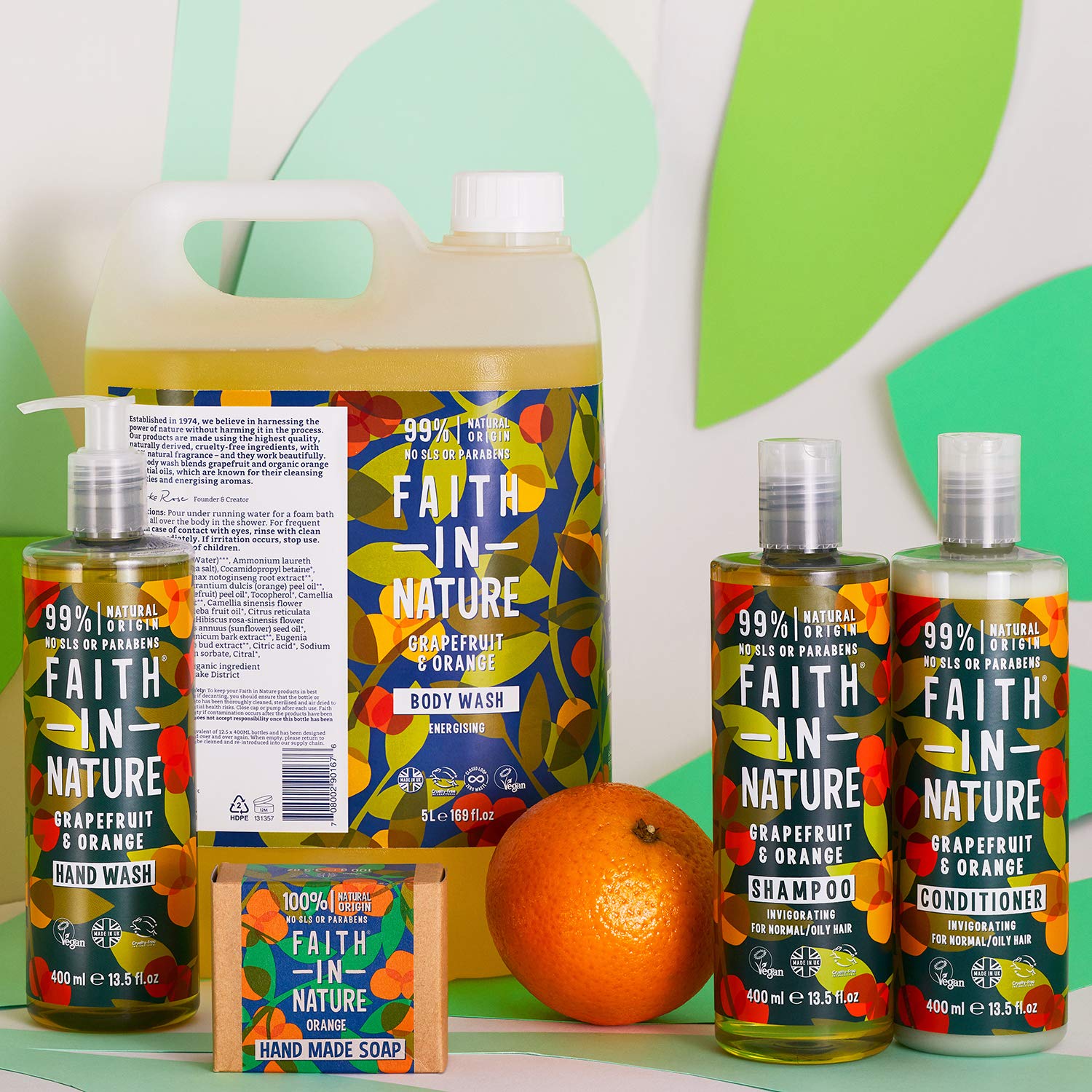 Faith in Nature | 100 g | Orange Handmade Soap | 100% Natural Origin | Detoxifying | No SLS or Parabens | Vegan & Cruelty-Free Skincare