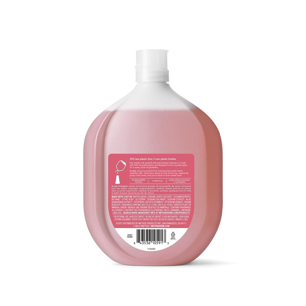 Method Foaming Hand Soap, Refill, Pink Grapefruit, 28 Ounce, 1 pack