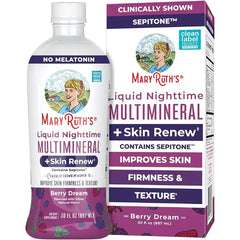 MARYRUTH'S Liquid Nighttime Liquid Multimineral + Skin Renew, 30 Servings | Clinically Shown to Reduce Fine Wrinkle & Improve Skin Firmness in Women, Sepitone, NO Melatonin, Magnesium, Vegan