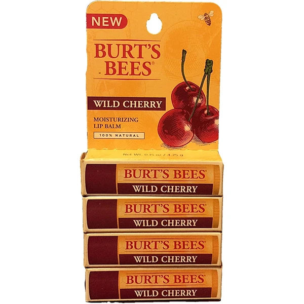 Burt's Bees Wild Cherry Moisturizing Lip Balm 0.15 oz 4 Pack