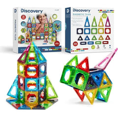 Discovery 100 Piece 3D Magnetic Tiles Set, Educational STEM Kids Toys, Ages 4+, Construction Building Block Creativity Kit, Engineering Development