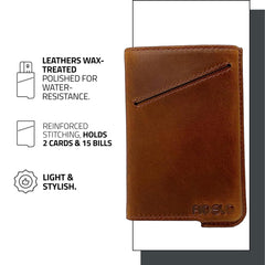 Fidelo Minimalist Wallet for Men - Slim Credit Card Holder RFID Mens Wallets with Magnetic Money Clip - Toasted Chestnut Case