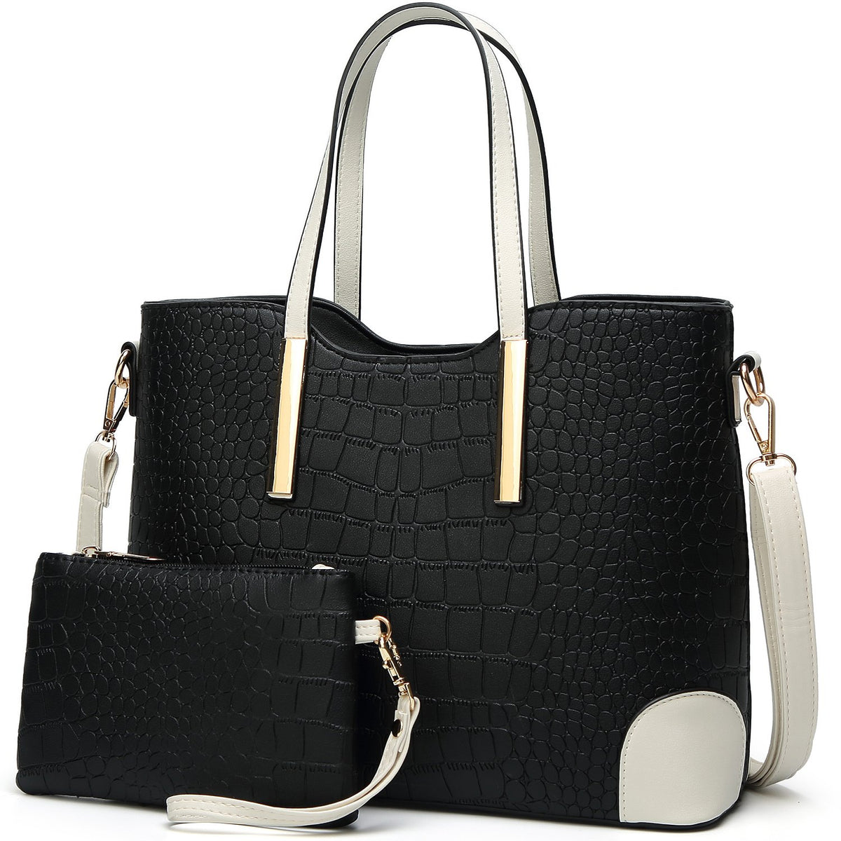 TcIFE Purses and Handbags for Womens Satchel Shoulder Tote Bags Wallets (GZYB00033AU) - Black White