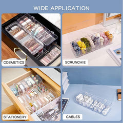 QUEENADA Double Cable Management Box with 12 Compartments - Data Cable Organizer Storage Box with 15 Wire Ties,Electronics Organizer for Office, Home Use, Desk Accessories Storage
