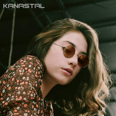 KANASTAL Hippie Round Polarized Sunglasses for Women Men, Small Circle Sun Glasses Classic Vintage Retro Shades Metal Frame UV400 Protection