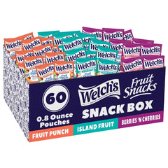 Welch's Fruit Snacks, Fruit Punch & Island Fruits & Berries 'N Cherries Snack Box, Stocking Stuffers, Gluten Free, 0.8oz Snack Packs (Pack of 60)