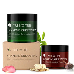 Tree to Tub Hydrating Face Moisturizer, 50ml and Eye Cream, 15ml for Dark Circles, Puffiness, Wrinkles, Bags Under Eyes - Water-Based Hyaluronic Acid, Vitamin C & E, Organic Aloe, Green Tea & Natural Ginseng