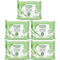 Simple Kind To Skin Cleansing Facial Wipes, Travel Pack, 7-Count (Pack of 5)