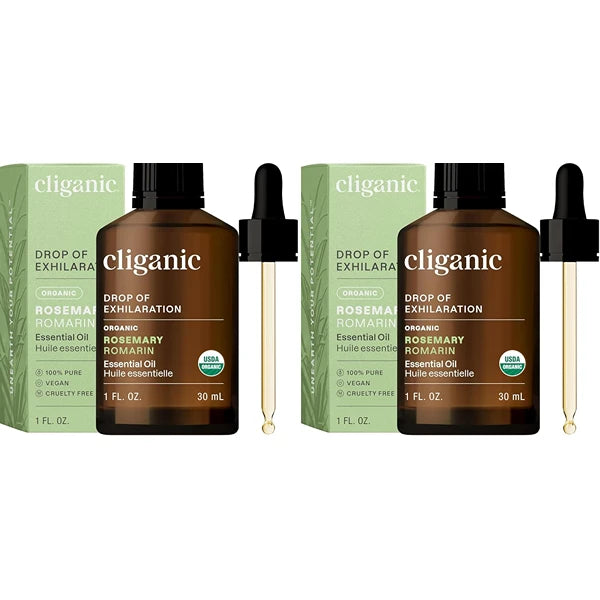 Cliganic Organic Rosemary Essential Oil for Hair, Skin, Aromatherapy - 100% Pure Natural Undiluted | Non-GMO Verified (Pack of 2)
