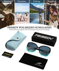 FEISEDY Women's Fashion Sunglasses, Oversized Square Frame with Pearl Sparkling, Polarized UV Protection B2821