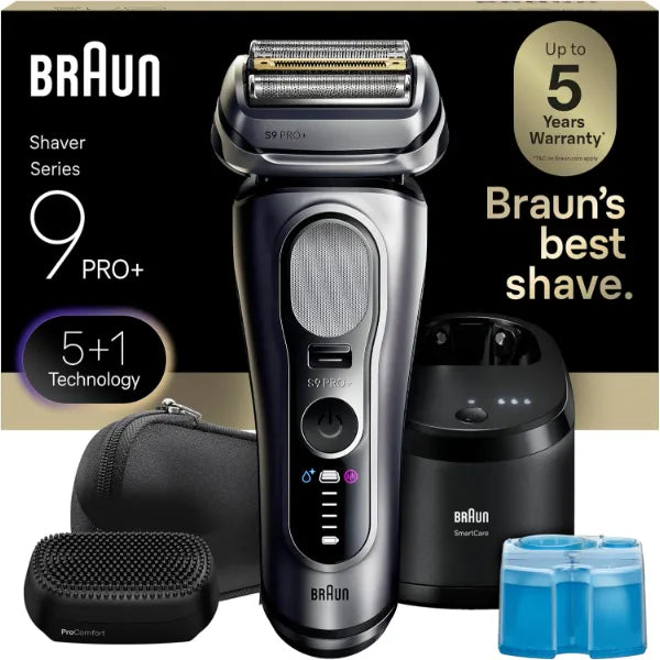 Braun Series 9 PRO+ Electric Shaver, Wet & Dry Razor, Pro SensoAdapt, 6in1 SmartCare Center, 9697CC, Silver