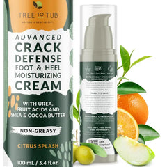 Tree to Tub Foot Cream for Dry Cracked Heels and Feet - Foot Lotion for Dry Cracked Feet, Non-Greasy Moisturizer Urea Cream w/Softening Shea Cocoa Butter, Citrus Foot Care for Women & Men - 100ml