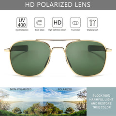 SUNGAIT Men's Military Style Polarized Pilot Aviator Sunglasses Bayonet Temples