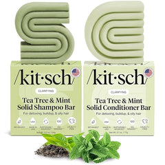 Kitsch Clarifying Tea Tree Shampoo and Conditioner Set – Shampoo & Conditioner Bar for Women and Men, Scalp & Oil Control Hair Care – Free of Paraben, Sulfate & Silicone – Made in USA - 2 pcs